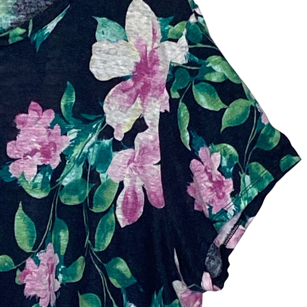 J Jill Love Linen Womens Floral Tie Front Linen Top XL Blue Pink Tropical Resort - Picture 5 of 12